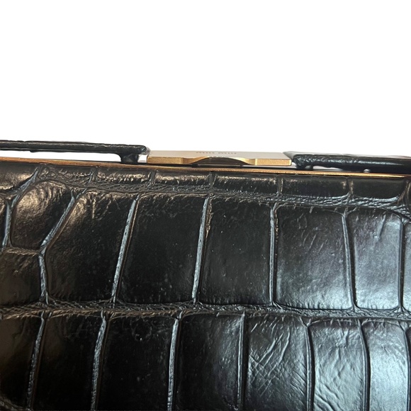 Miu Miu 90s Black Croc Embossed Leather Handbag with Scarf Handle Vintage Y2K - Picture 14 of 14